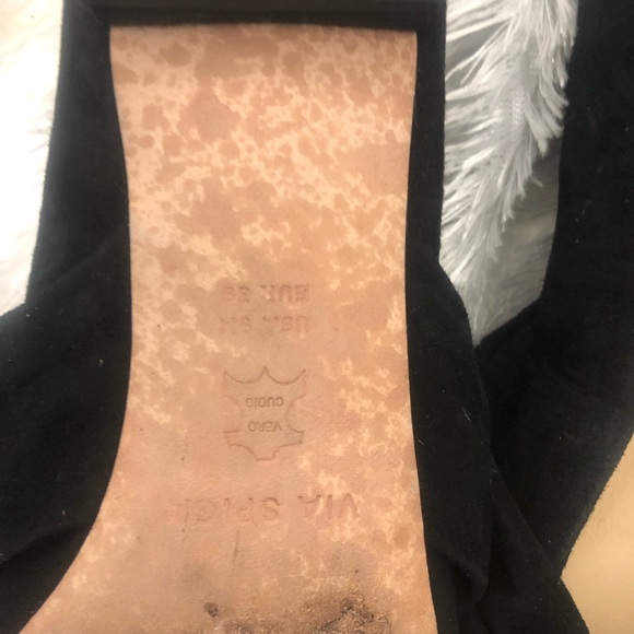 Via Spiga Black suede pointed toe bow flats size 9 - Picture 4 of 6